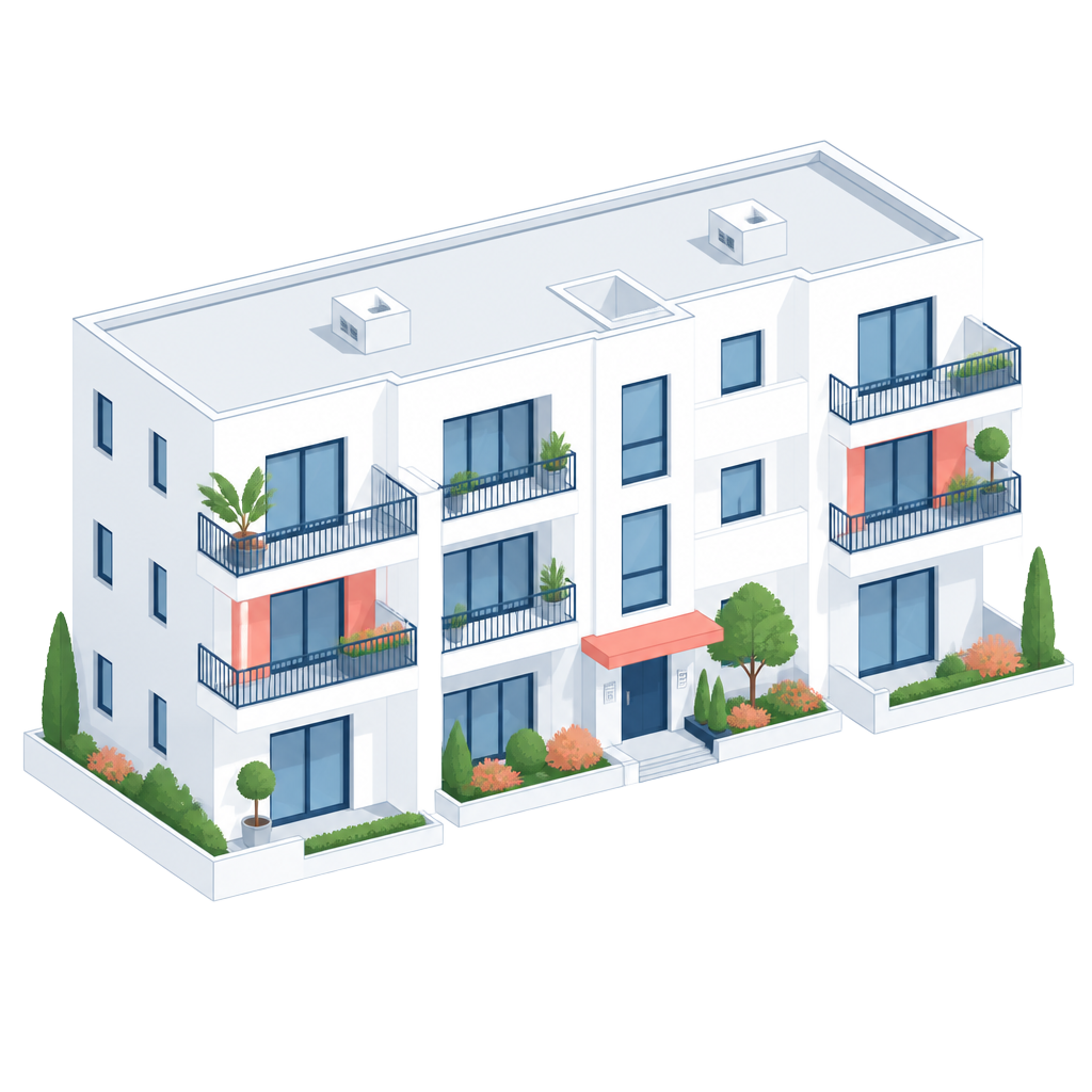 Ilustração de um edifício em propriedade horizontal
